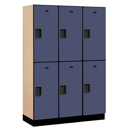 SALSBURY INDUSTRIES 2 Tier Designer Locker, 54"Wx76"Hx18"D, 6 Door, Blue 18-22368BLU